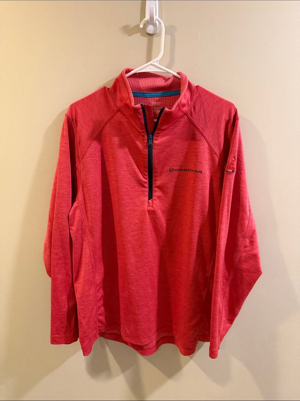 Vineyard Vines Coral-Red Lightweight Quarter-Zip Pullover